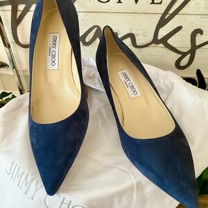 Jimmy Choo Navy Suede Heels
